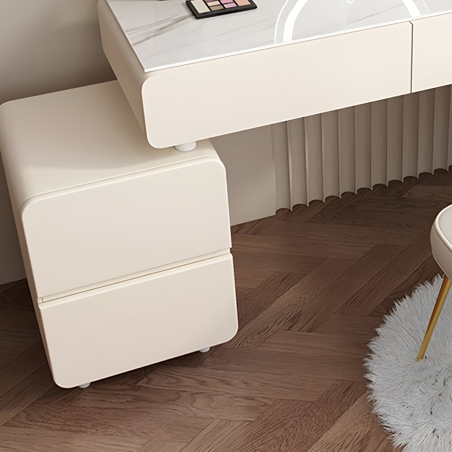 Modern Slate and Wooden Vanity Dressing Table Set with 4 Drawers thumbnail 11