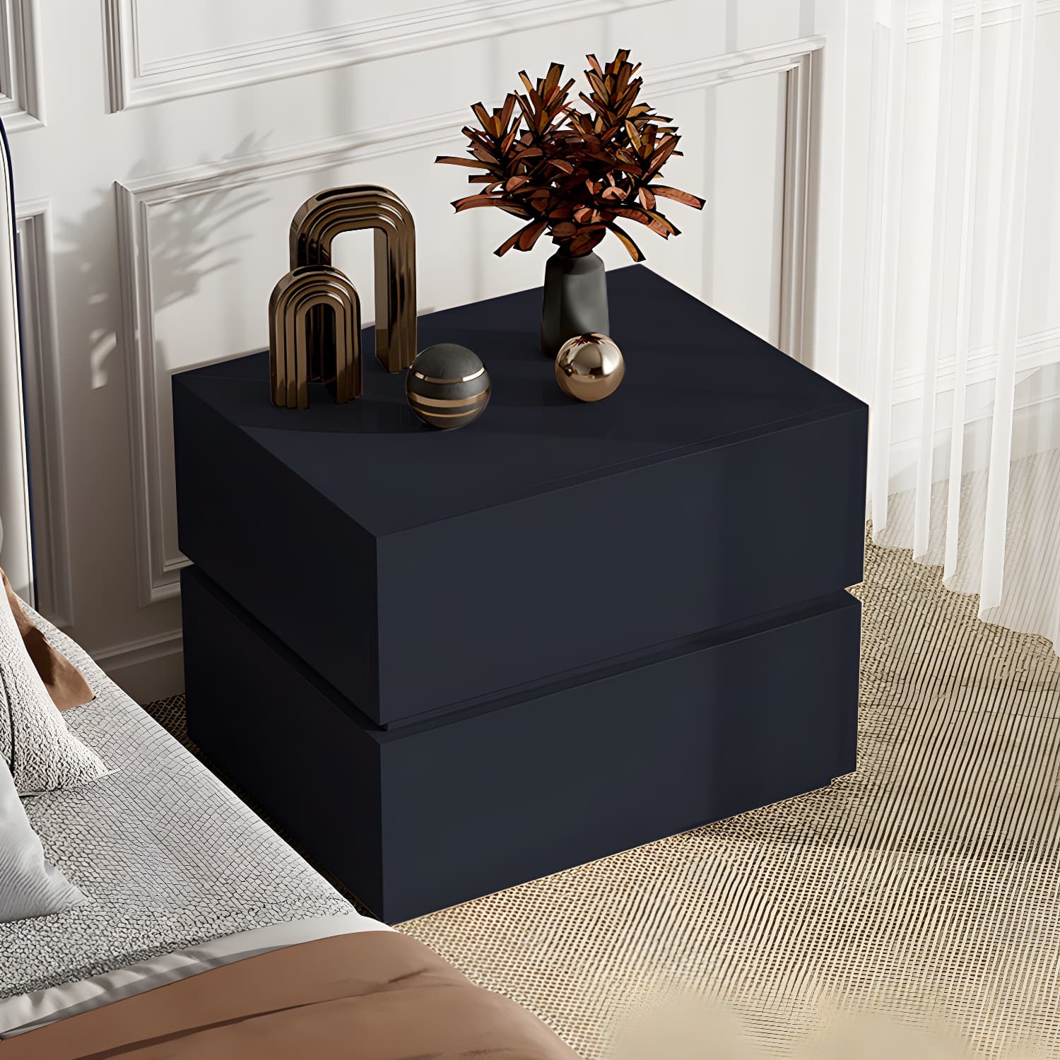 Contemporary Drawer Storage Wooden Accent Table Nightstand 15.7" Wide thumbnail 9
