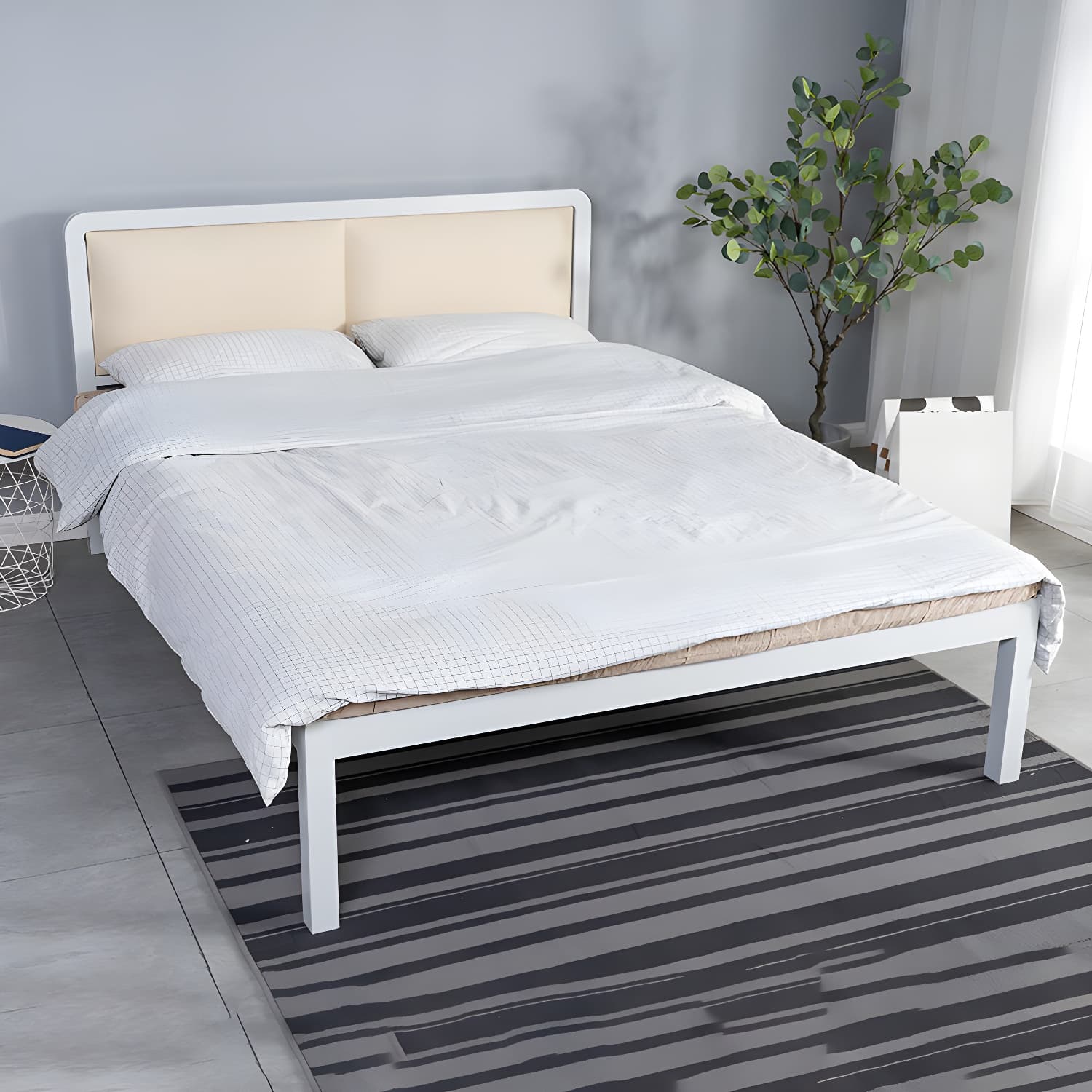 Slat Bed 36.61"H Adjustable Height with Open-Frame Upholstered Headboard thumbnail 4