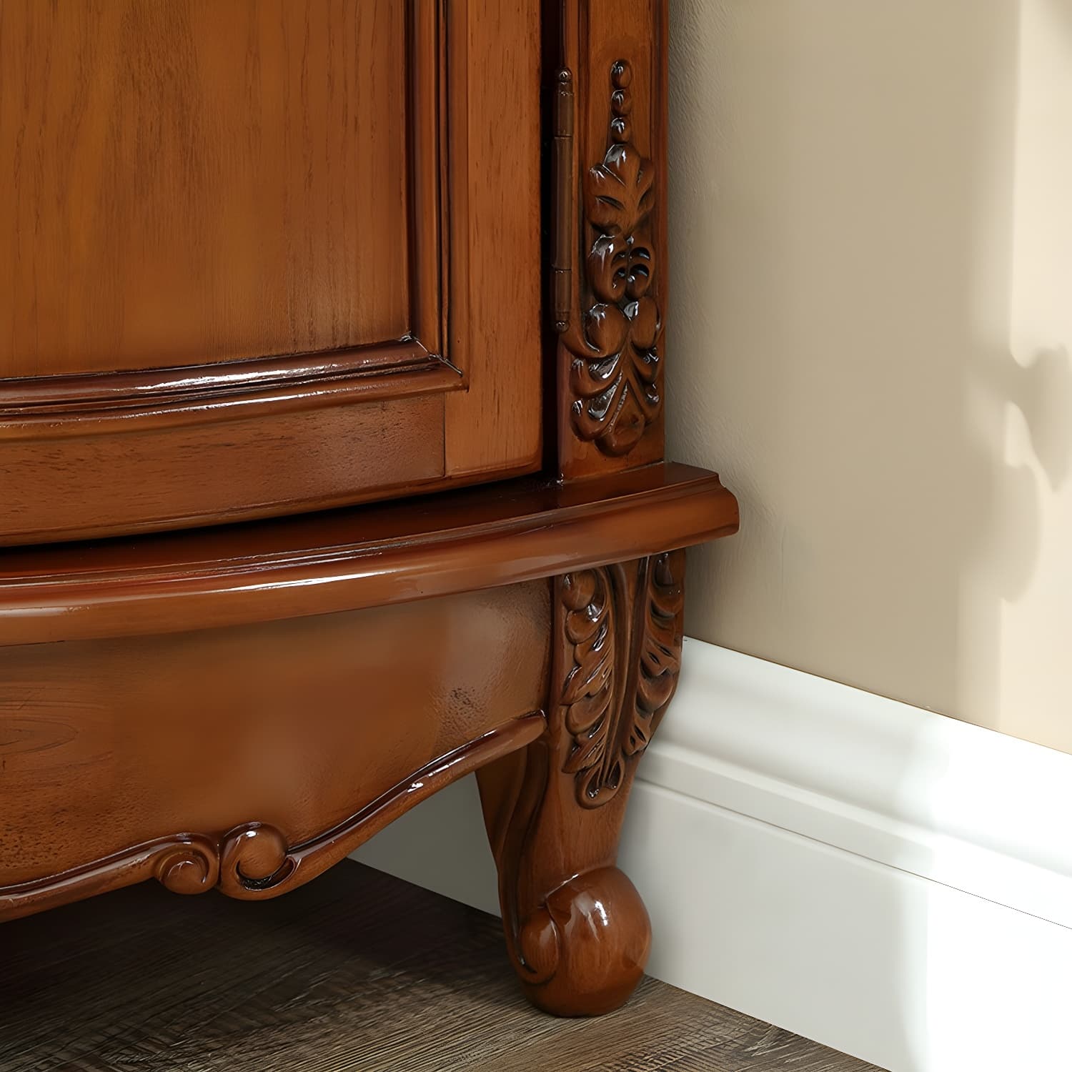 38.58"/47.24" Tall Brown Corner Cabinet , Wooden Storage Cabinet thumbnail 5