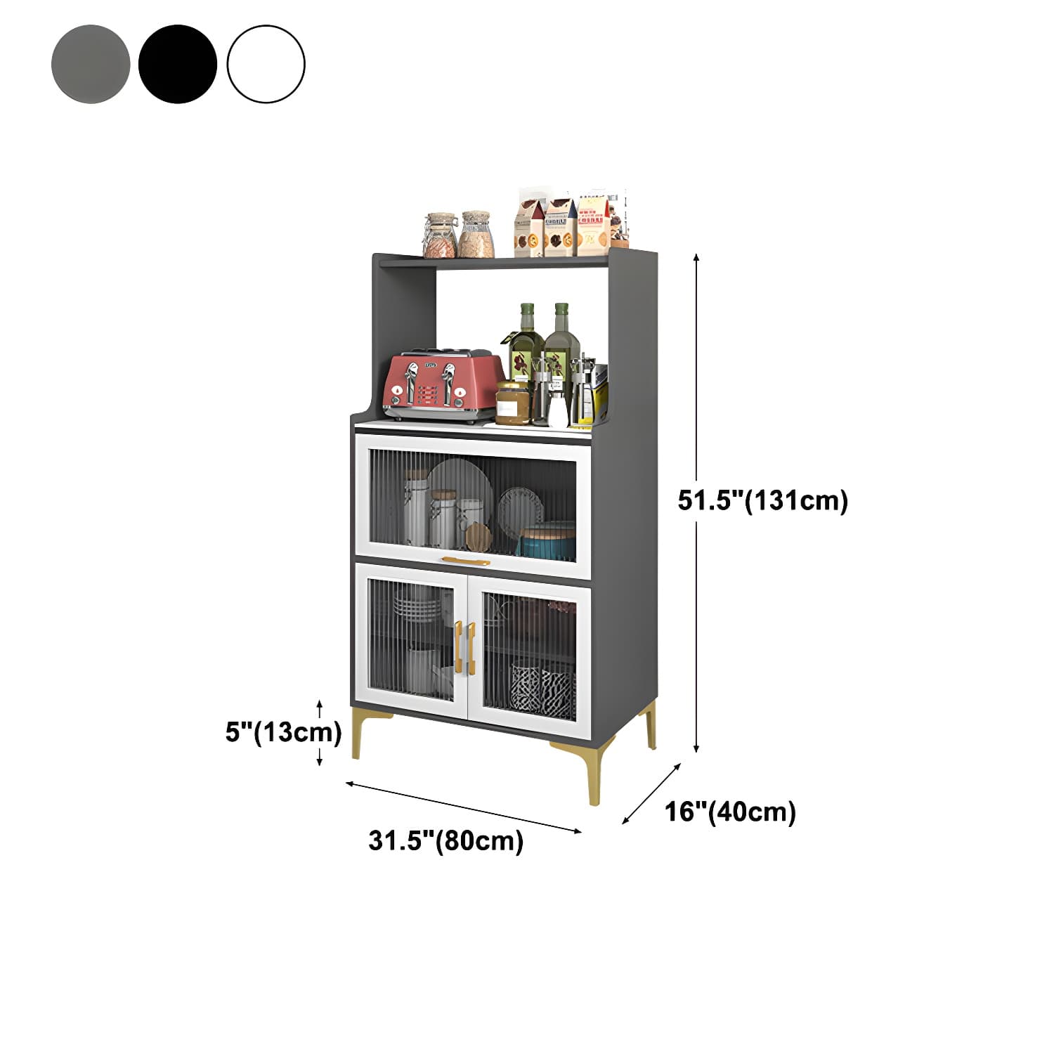 Sintered Stone Countertop Dining Server Manufactured Wood Kitchen Server with Glass Doors thumbnail 18