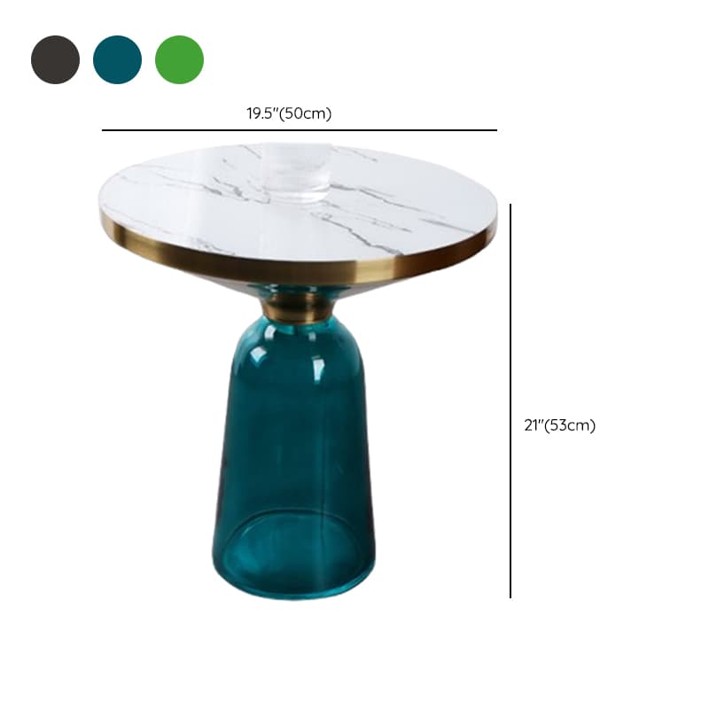 Simplistic Single Side Table with Hardened Glass and Plinth Base, Rounded Top thumbnail 19