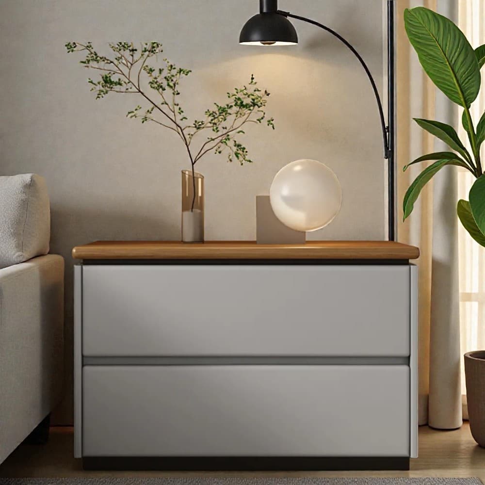 Modish 2 Tiers Drawer Storage Bedside Table with Laminate Countertop thumbnail 20