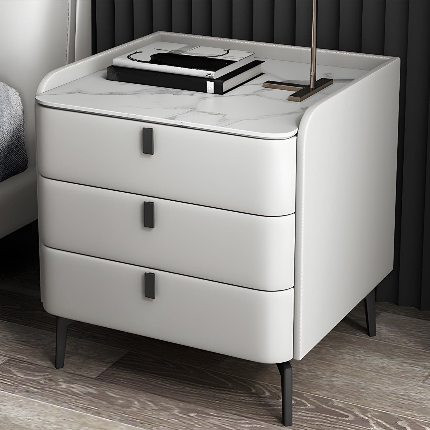 Wooden Nightstand with 3 Drawers Contemporary 25" Tall Nightstand thumbnail 8