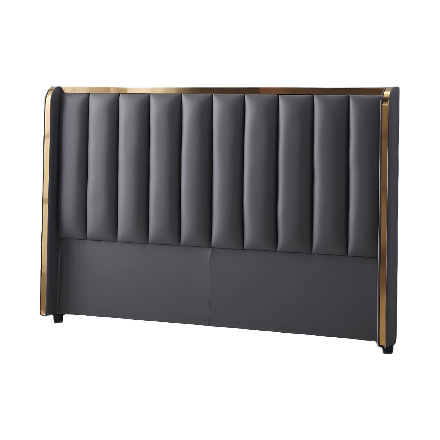 Modern Upholstered Leather Wingback Headboard with Wood Legs and Rectangular Shape thumbnail 9