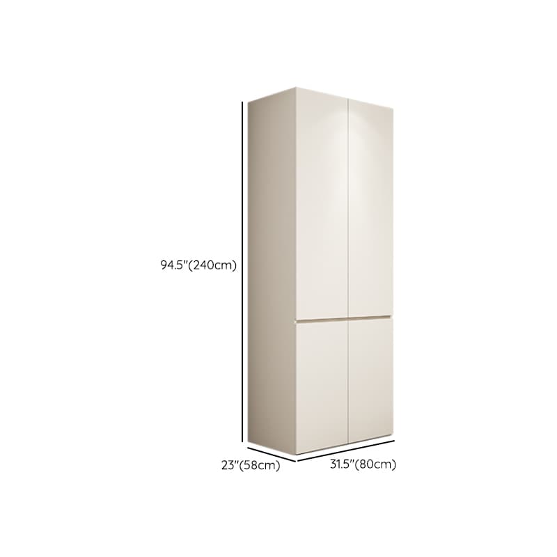 White Minimalist Manufactured Wood Wardrobe Closet with 2 Drawers, Soft Close Door, Interior Shelves, and Clothing Rod thumbnail 14