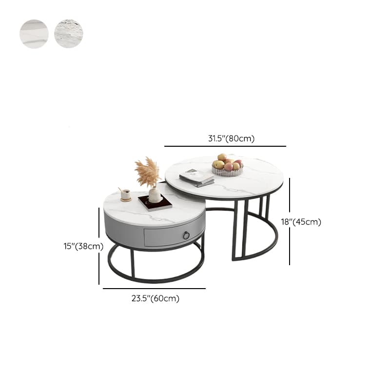 Nested Coffee Table with Rounded Top and Structured Base for Foyer Use thumbnail 15