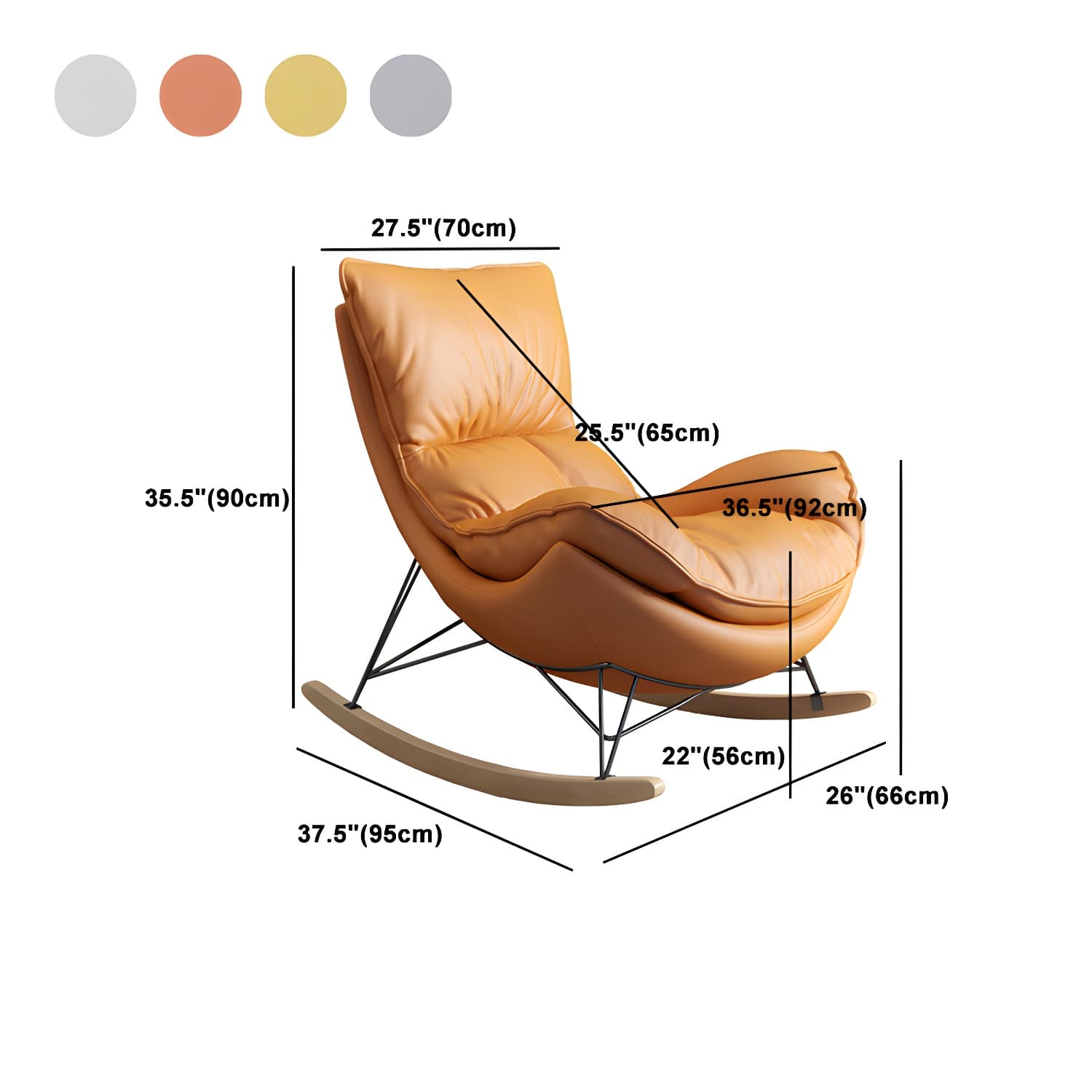 Ergonomic with Ottoman Rocker Chair with Padded Seat Rocking Chair Spindle thumbnail 21