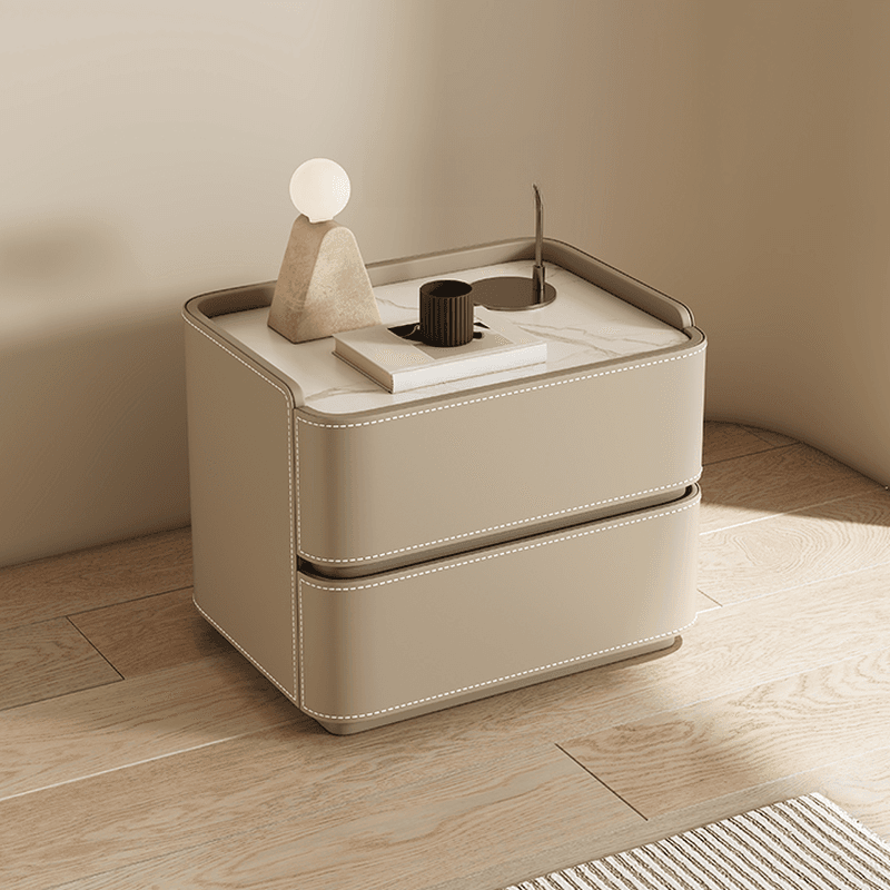 Scandinavian Bedside Cabinet Nightstand with Sintered Stone Countertop thumbnail 11