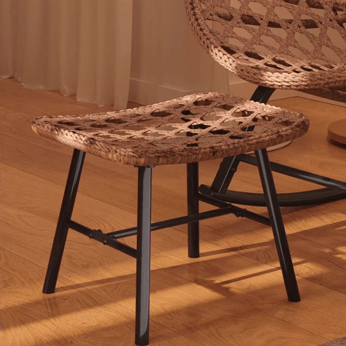 2 Piece Set/1 Piece Set Cushioned Rocking Chair with Ottoman in Resin with Rear in a Modern Simple Style thumbnail 17