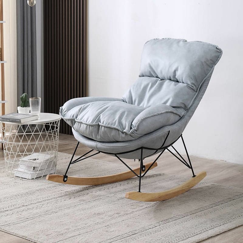 Stationary Rocker for Nursery Natural Wood Finish with Ottoman and Rear thumbnail 4