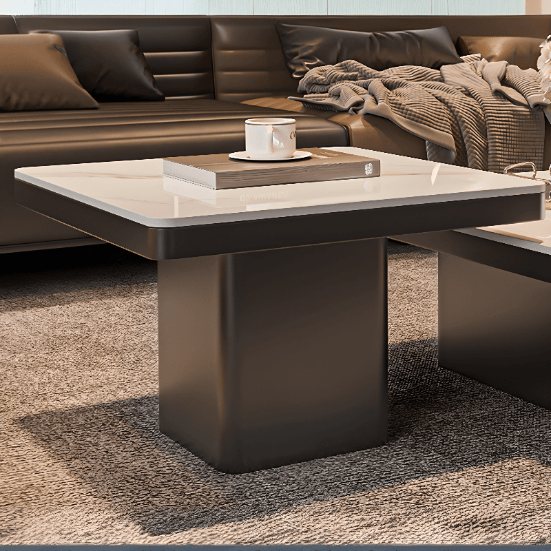 Contemporary Design Transparent Glass Single Board Game Coffee Table with Plinth Base in Midnight Black, Square Top thumbnail 8