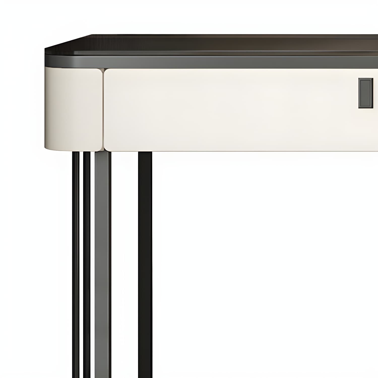 Modern Minimalist White Vanity Table Set 29.53" H Glass Top Vanity Table with Storage thumbnail 7