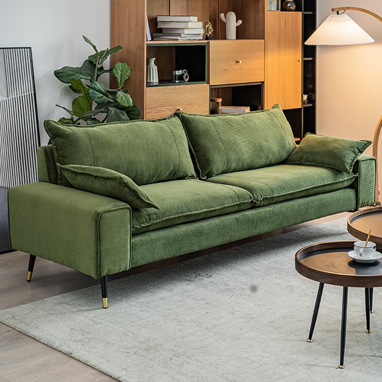Modern Olive Green/Ink/Lemon Color Solid Color Leather/Corduroy Sofa Couch for Seats 4/Seats 3/Seats 2 thumbnail 10