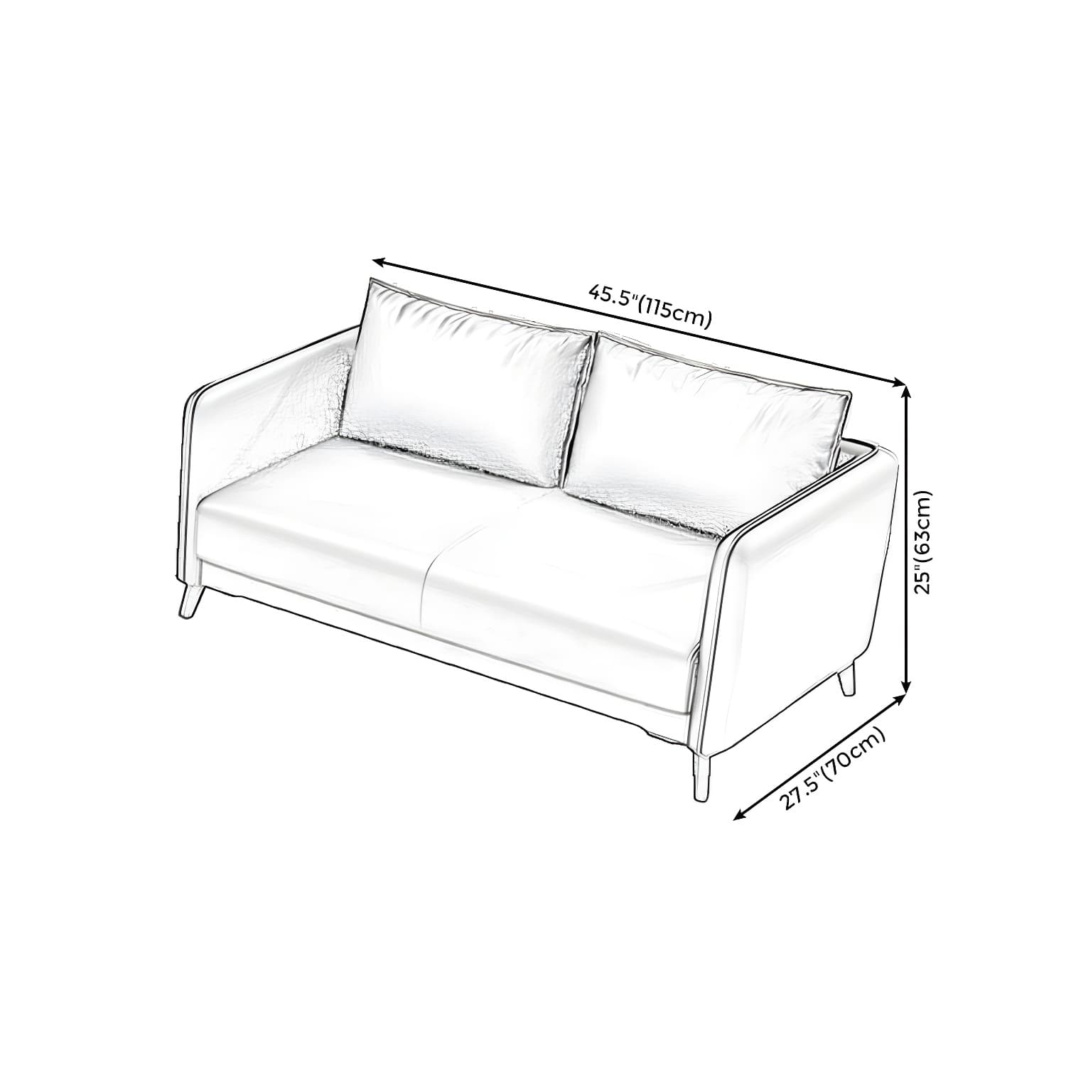 Standard Square Arm Leather Stain Resistant Sofa Couch with Pillows thumbnail 19