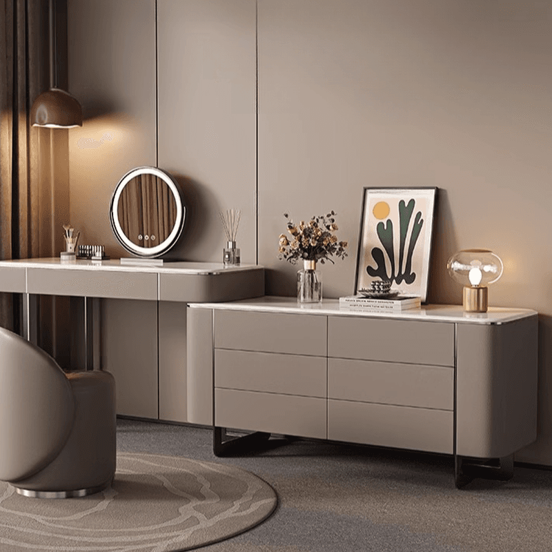 Vanity Set in Tan with 7 Drawers, Scalable and Push-Pull Features thumbnail 1