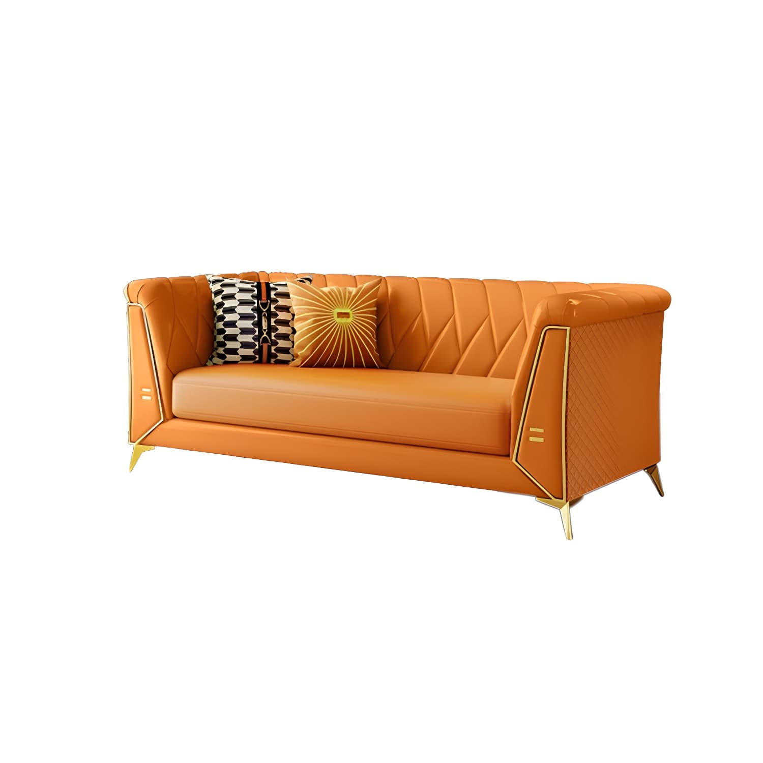 Glam Faux Leather Standard Sofa with Tuxedo Arms in Solid Color thumbnail 16