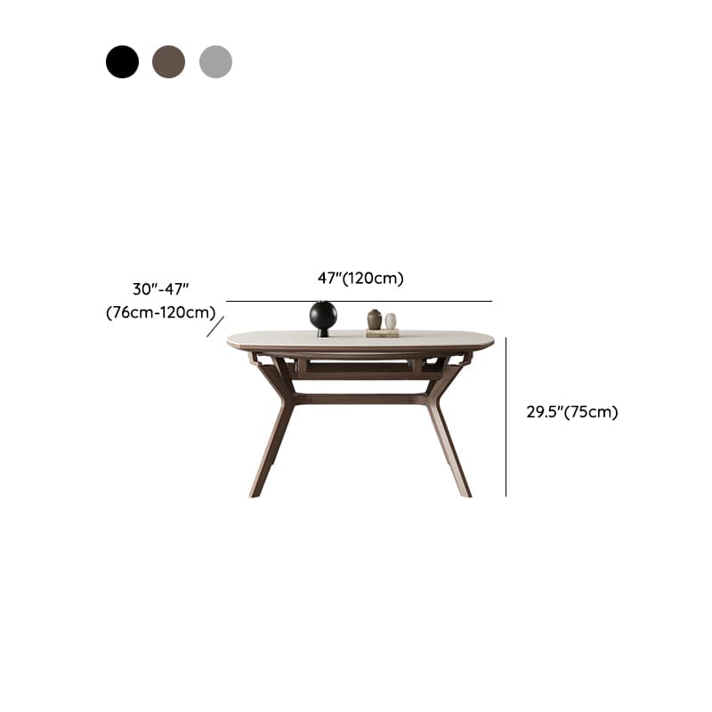 Minimalist Rounded Slate Dining Table Set with 4 Legs, Fold-away Leaf, and Light Gray/White Finish thumbnail 13