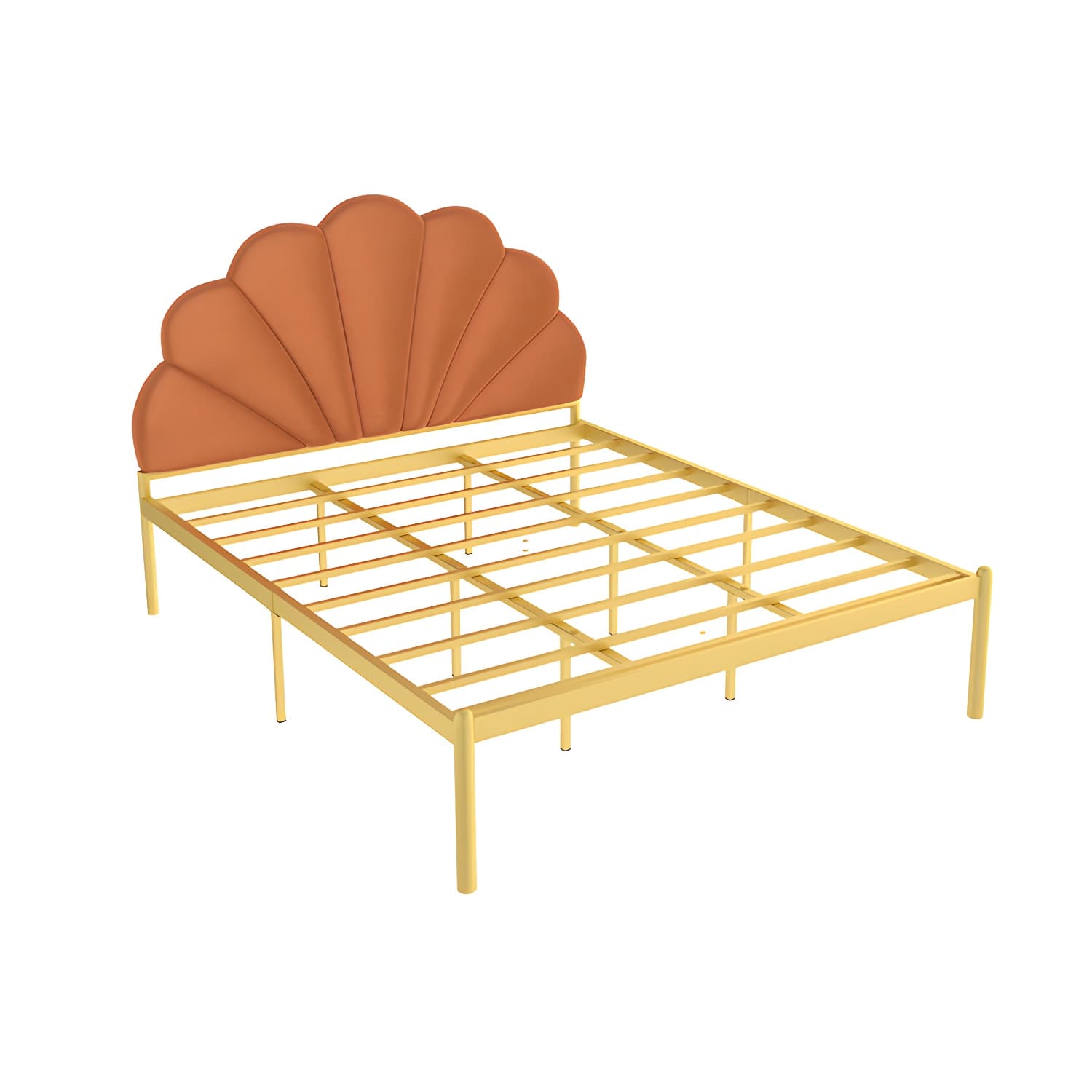 shell Suede Upholstered Headboard ,47 inch High Metal Panel Bed thumbnail 10