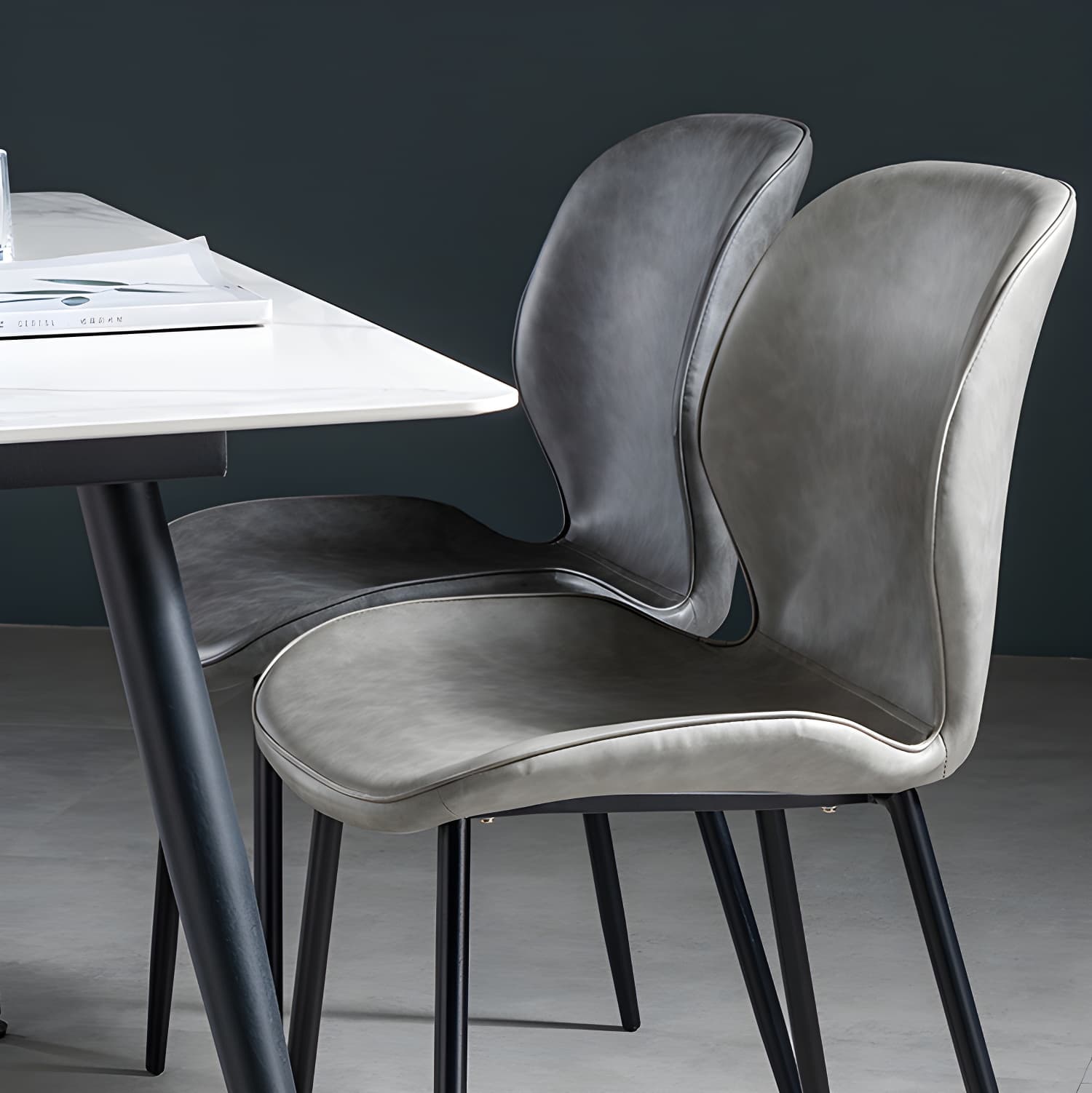 Scandinavian Leather Home Side Chair Matte Finish Wingback Dining Chair (Set of 2) thumbnail 22