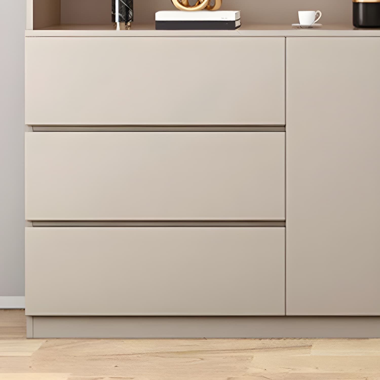 Modern Wood Cabinet with Glass Doors and Non-adjustable Shelves thumbnail 7