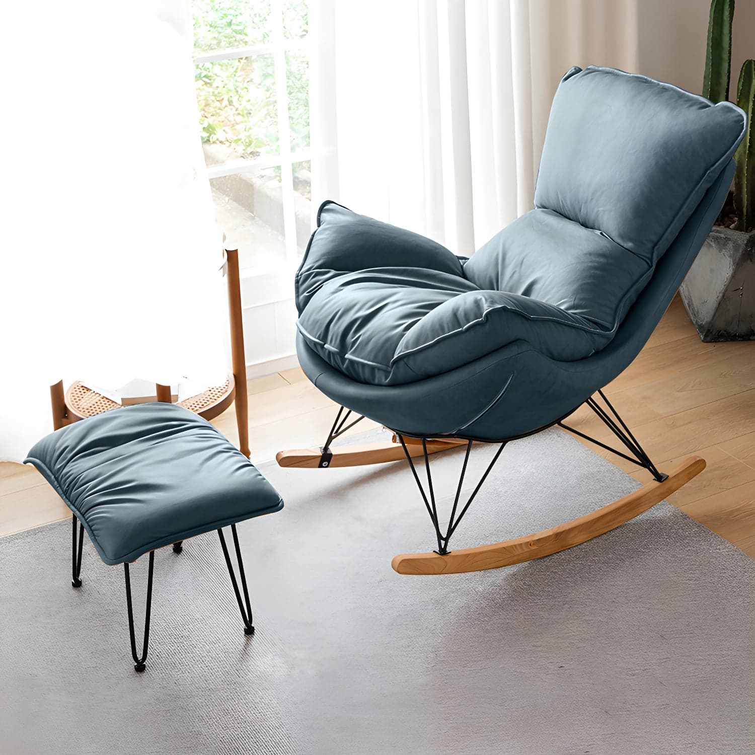 Modern Rocking Chair Solid Wood Rocker Chair with Light Legs thumbnail 4