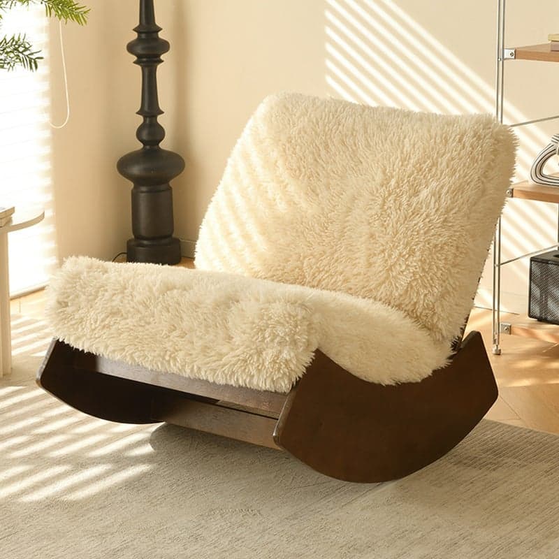 Dove Grey/Amber Color Modish Rocking Seat Upholstered and Scratch-proof Stationary with Spindle Back and Rear thumbnail 1