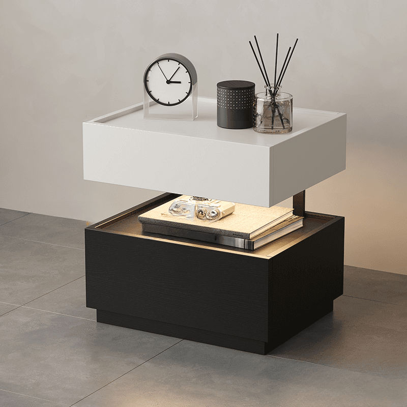 Organic Modern Nightstand With Drawer Organization with Particle Board Wood Countertop and Illuminating Lighting thumbnail 11