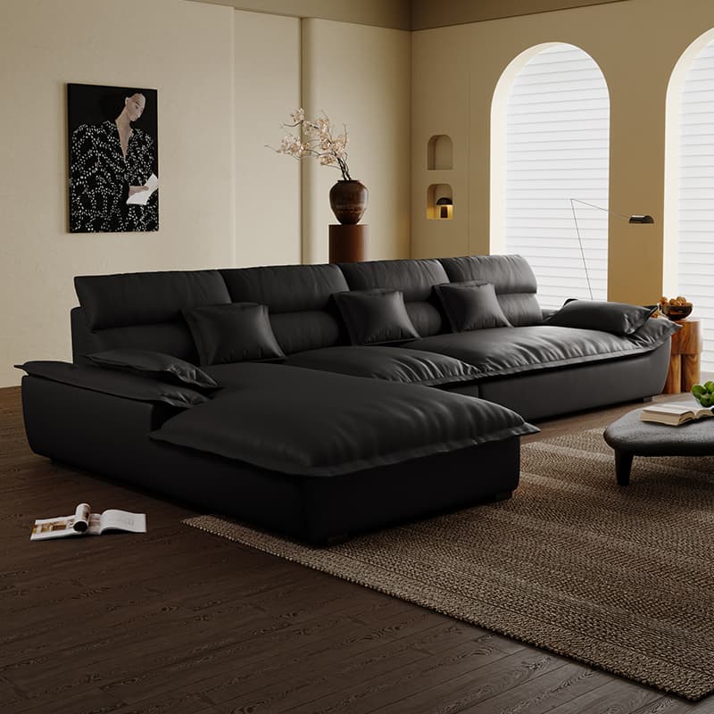 Modern Simple Style Midnight Black/Sepia/Chalk L-Shape Sofa Recliner Seats 5 thumbnail 1