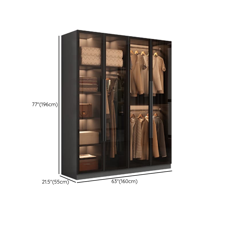 Ink-Colored Manufactured Wood Detached Wardrobe Closet with Soft Close Drawer, Door, Interior Shelves, and Clothing Rod thumbnail 12