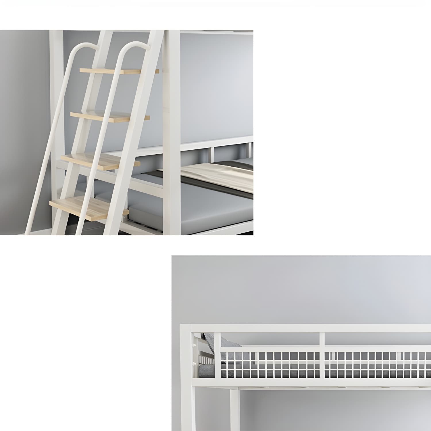 Contemporary Metal Bed 82.67" Tall Open-Frame Bed in Black/White thumbnail 6