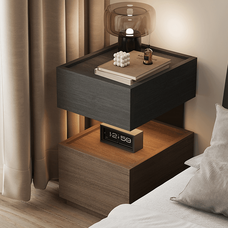 Modish Nightstand With Drawer Organization Featuring 2 Drawers, 1 Shelf, and Lumber Countertop thumbnail 9