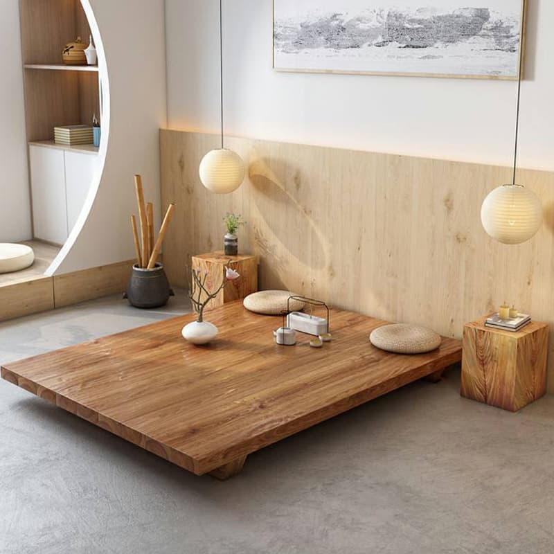 Solid Color Natural Color Wooden Frame Pallet Bed Frame Bedroom thumbnail 2
