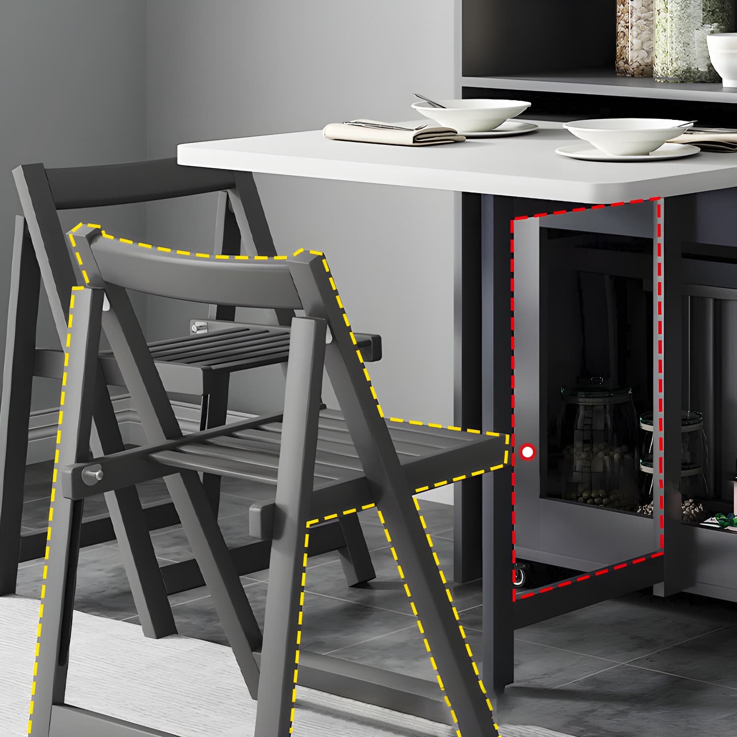 1/3/5 Piece Rectangle Shape Dining Room Furniture Set in Gray and Black thumbnail 9
