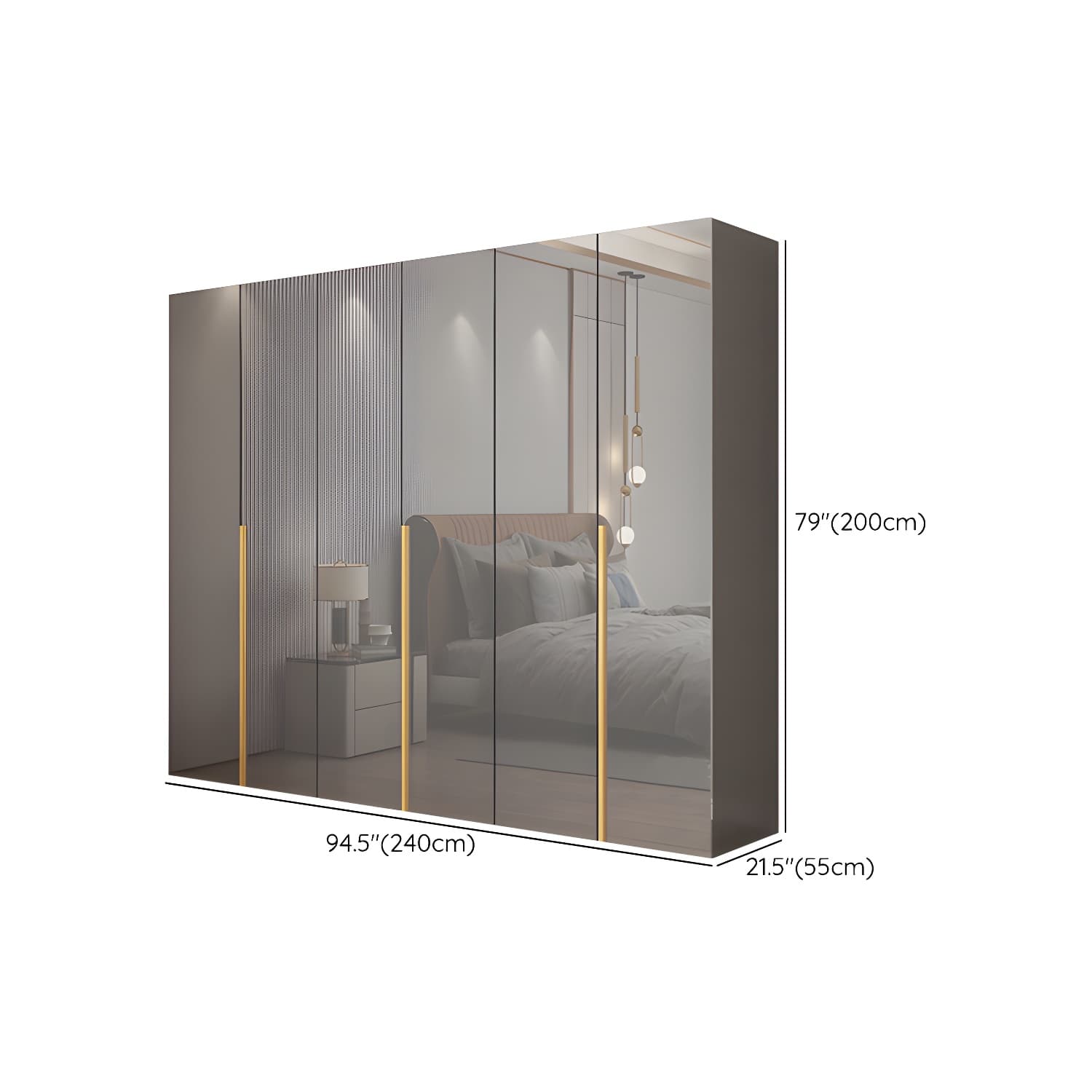 Engineered Wood Wardrobe Closet with Shelves Modern Wardrobe Cabinet for Home thumbnail 14