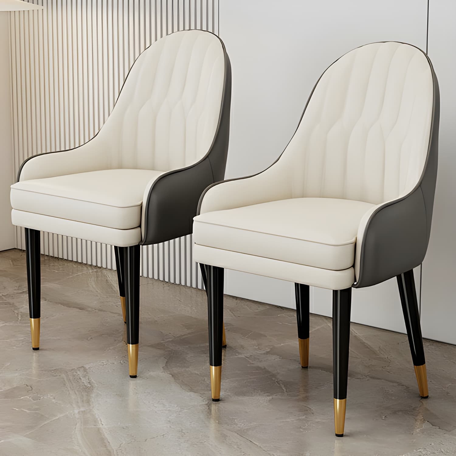 Glam Arm Chair with Upholstered Faux Leather, Solid Back, and Metal Legs thumbnail 22