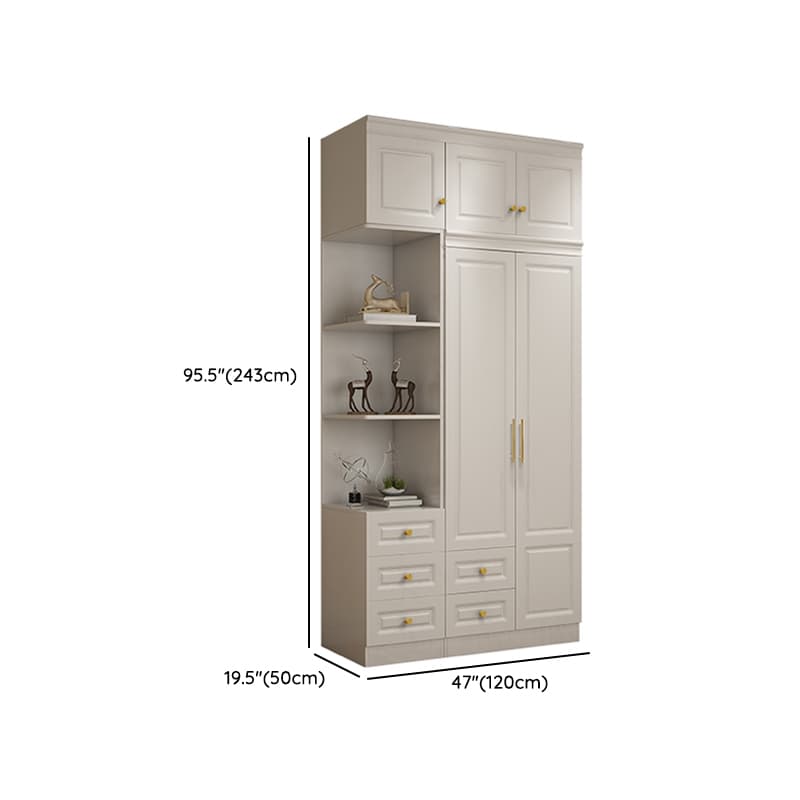 White Minimalist Lumber Wardrobe Closet with Soft Close Drawer, Soft Close Door, Interior Shelves, and Clothing Rod thumbnail 24