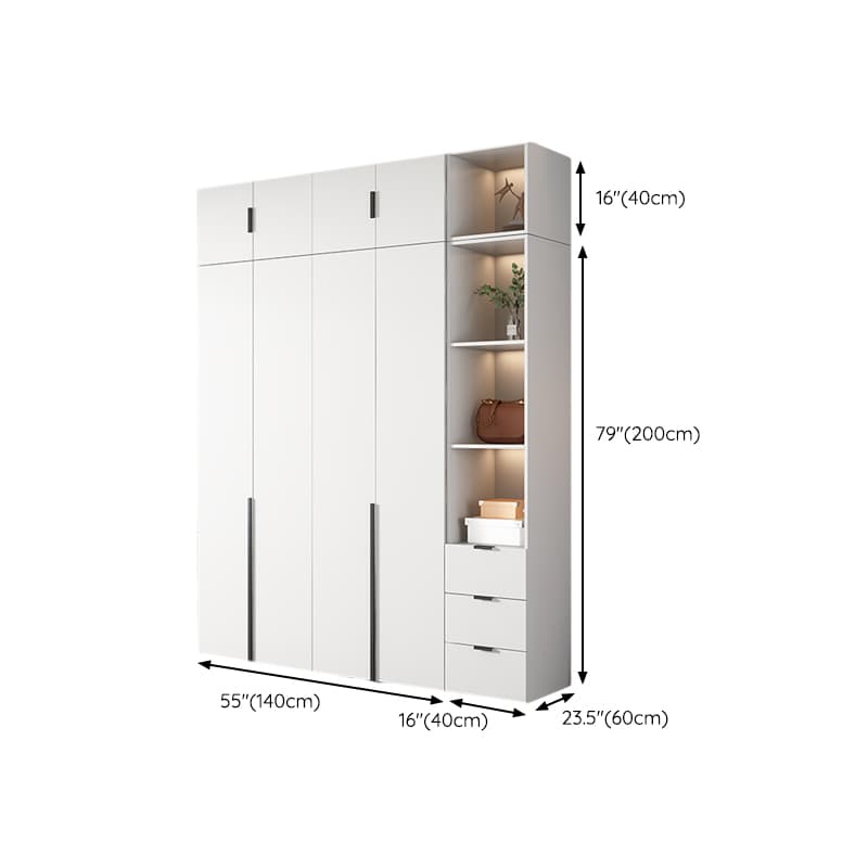 White Wood Wardrobe Armoire with Hinged Doors and Shelves Included thumbnail 30
