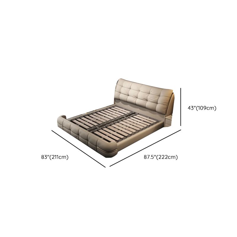 Beige Solid Color Storage Bed/Platform Bed with Pine Wood Frame for Living Room thumbnail 9