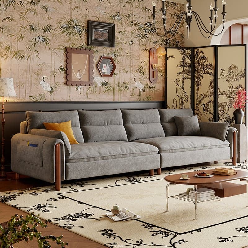 Antique Straight Sofa Chaise for 6, Horizontal Orientation with Round Arm thumbnail 3
