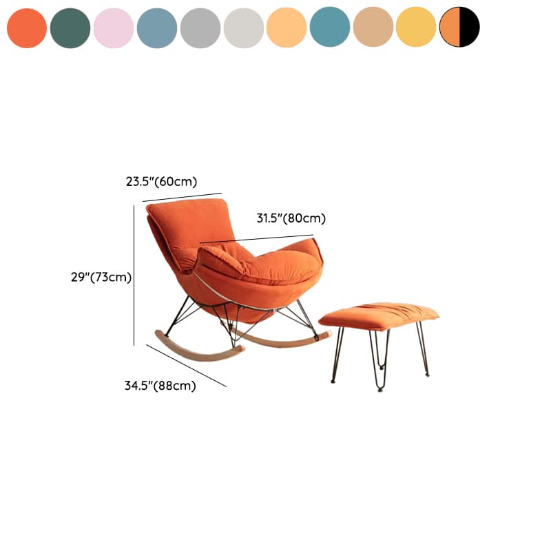 2-piece Stain Resistant Padded Rocking Accent Chair in Apricot Color with Footstool and Lumber Base in a Simple Style thumbnail 18