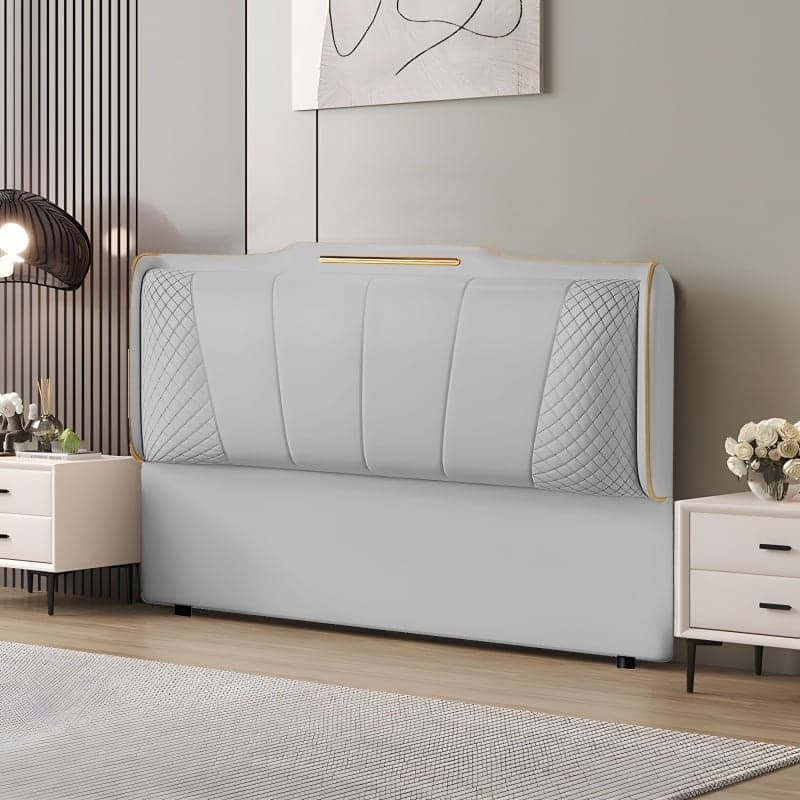 Simplistic Style Queen Wingback Headboard with Camelback Shape in Pine Wood, No Distressing, Featuring Sponge Upholstery and Standard Height thumbnail 7