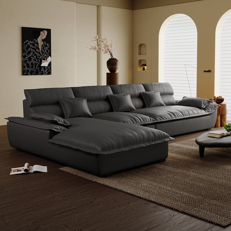 Modern Simple Style Midnight Black/Sepia/Chalk L-Shape Sofa Recliner Seats 5 thumbnail 2