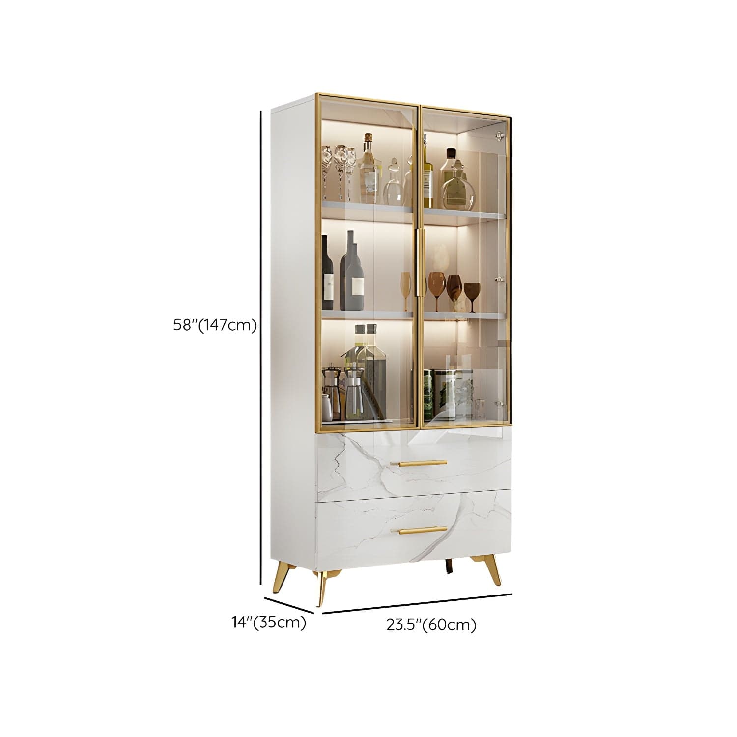 Modern-Style Glass Top Rectangular Accent Cabinet White.Drawer included, No Exterior Shelves thumbnail 6