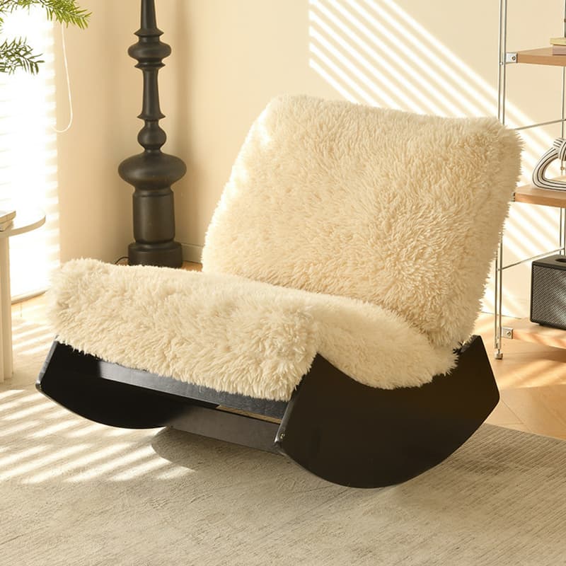 Dove Grey/Amber Color Modish Rocking Seat Upholstered and Scratch-proof Stationary with Spindle Back and Rear thumbnail 11