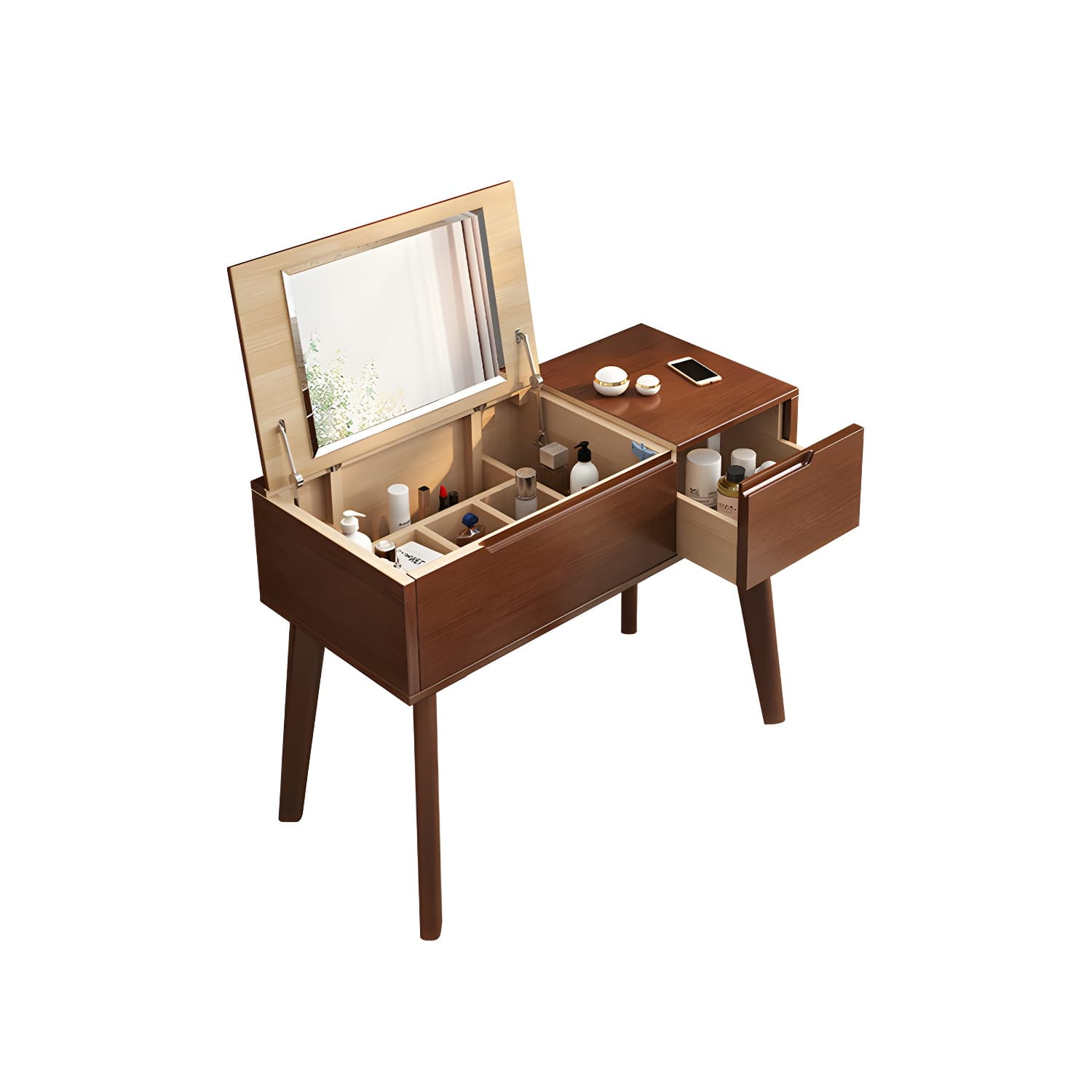 Solid Wood Vanity Dressing Table Scandinavian Flip-Top Vanity Desk thumbnail 8