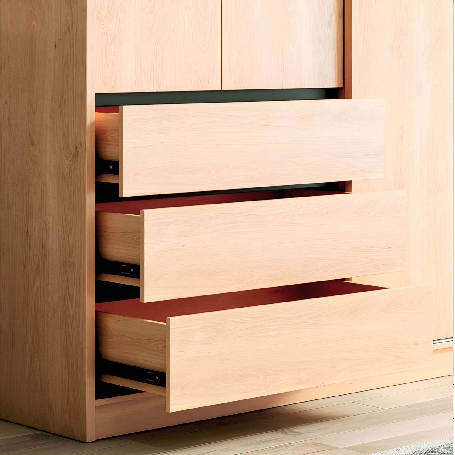 Engineered Wood Wardrobe Armoire with Drawer Modern Wardrobe Closet thumbnail 3