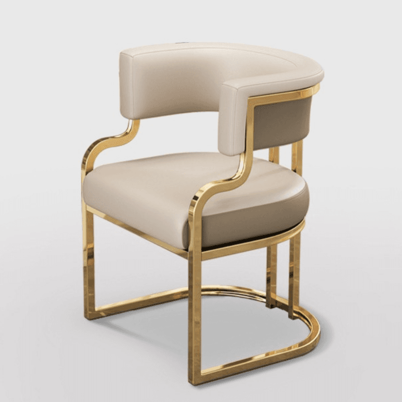 Minimalist Arm Chair with Cushioned Seat, Arms, Metallic Metal Legs, and Low Back thumbnail 8