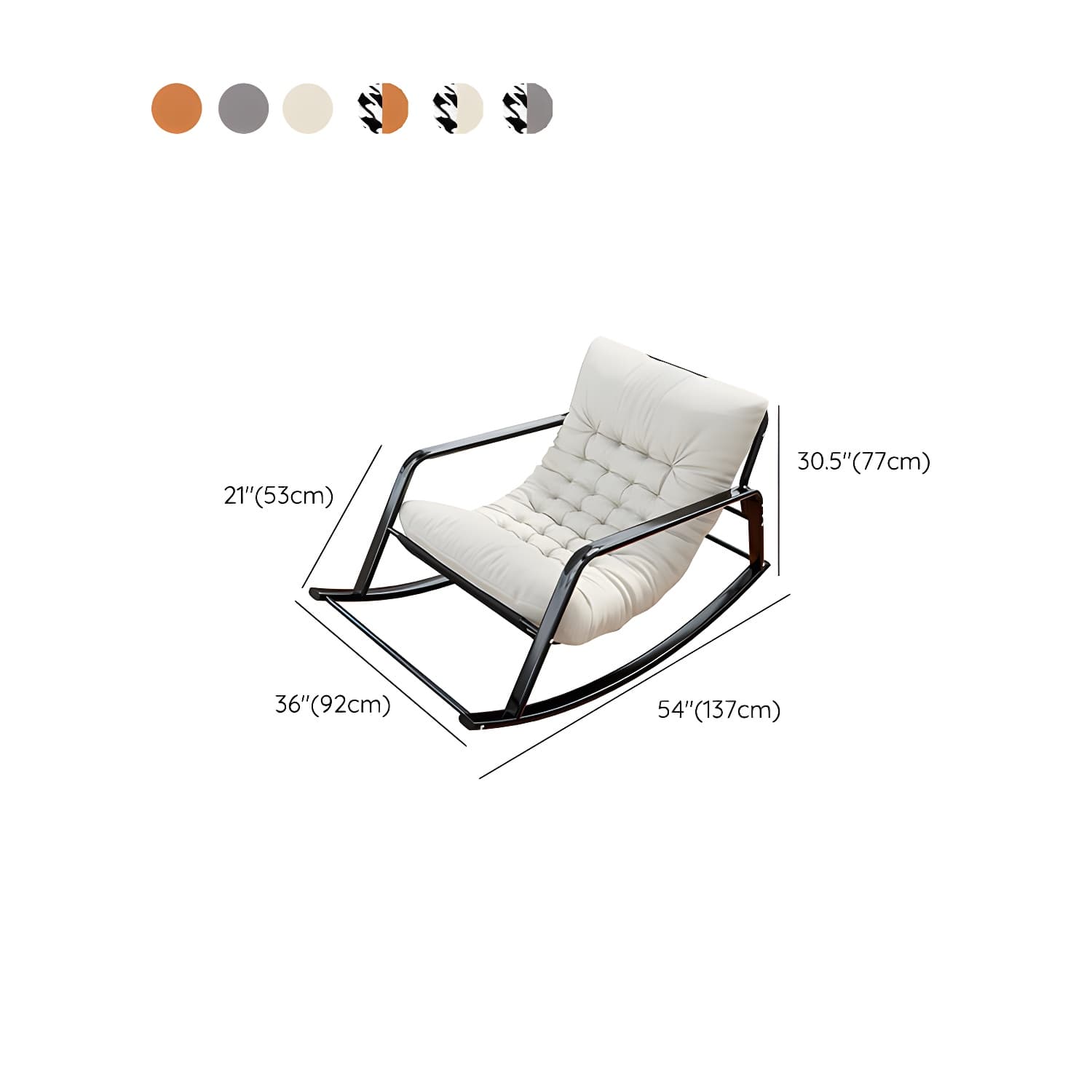 Modern Indoor Rocking Chair with Track Arms, Spindle Back and Metal Legs thumbnail 18