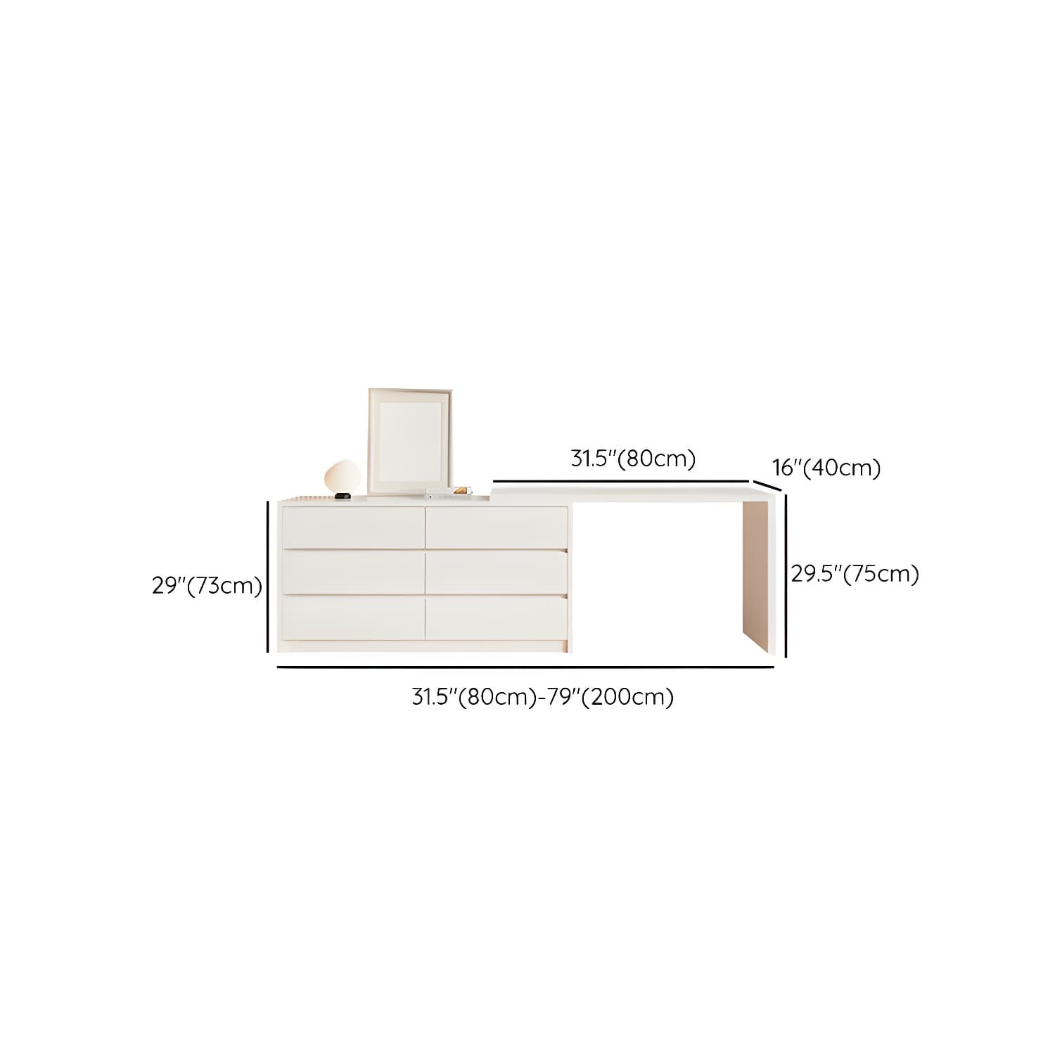 Contemporary White Wood Rectangle Top Make-up Vanity with Lighted Mirror thumbnail 15